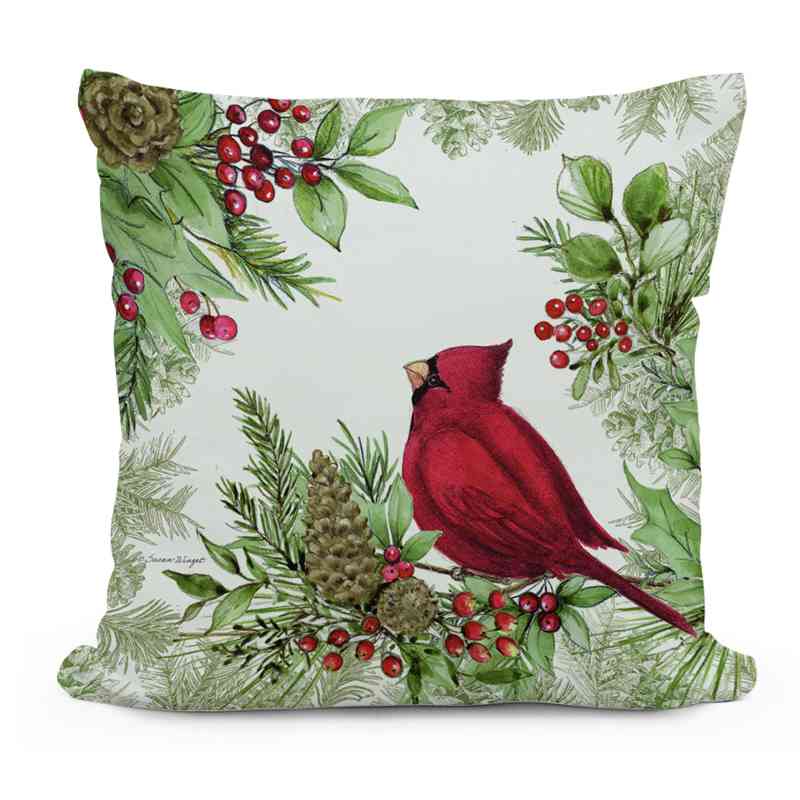 Indoor/Outdoor Cardinal & Berries II Pillow, 18